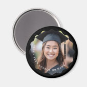 Foto Jahr Name Schule Abschluss wavy schwarz Magnet (Vorderseite/Rückseite)