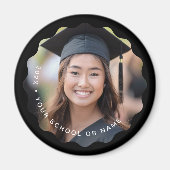 Foto Jahr Name Schule Abschluss wavy schwarz Magnet (Vorne)