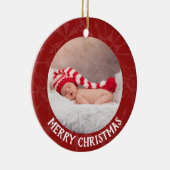 Foto-Jahr-Rot-Schneeflocke des Keramik Ornament (Rechts)