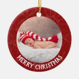 Foto-Jahr-Rot-Schneeflocke des Keramik Ornament