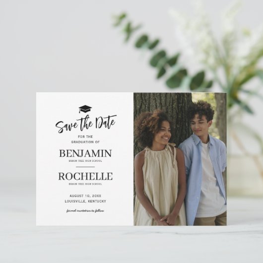 Foto Joint Abschluss Save the Date Card (Stehend Vorderseite)