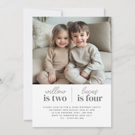 Foto Joint First Birthday Einladung Script (Vorderseite)