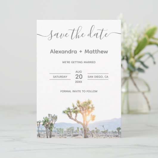Foto Joshua Tree Boho Wedding Speichern Sie das Da Save The Date (Stehend Vorderseite)