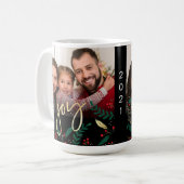Foto Joy Black Red Green Gold Grün Weihnachten Kaffeetasse (Vorderseite Links)