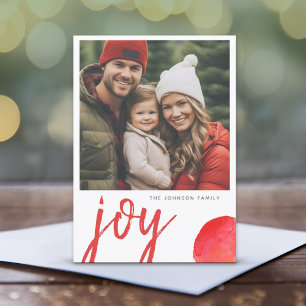 Foto Joy Frohe Weihnachten Minimal Red Watercolor