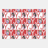Foto JOY Red and White Modern Birthday Weihnachten Geschenkpapier Set (Vorderseite 2)