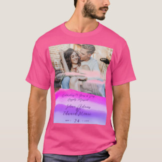 Foto-Jubiläum von Custom Pink Holography Overlay T-Shirt
