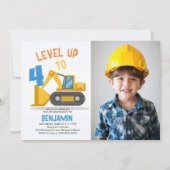 Foto Junge 4. Geburtstag des Bauwagenfahrers Einladung (Vorderseite)