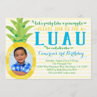 Foto-Junge Luau Ananas-Geburtstags-Einladung Einladung