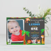 Foto Jungle Einladung zum 1. Geburtstag (Stehend Vorderseite)