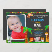 Foto Jungle Einladung zum 1. Geburtstag (Vorne/Hinten)