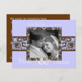 Foto Kaffee und Lilac Save the Date Ankündigungspostkarte (Vorne/Hinten)