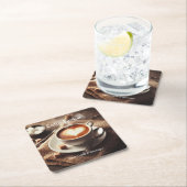 Foto Kaffeetasse Herz Rechteckiger Pappuntersetzer (Vor Ort)