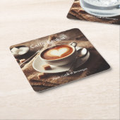 Foto Kaffeetasse Herz Rechteckiger Pappuntersetzer (angewinkelt)