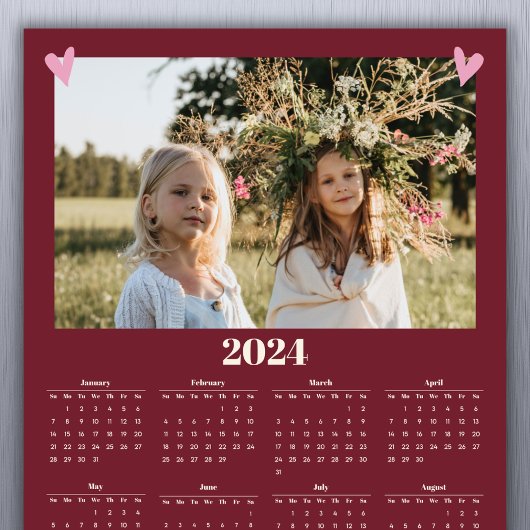 Foto-Kalender 2024, Rot Magnetkarte
