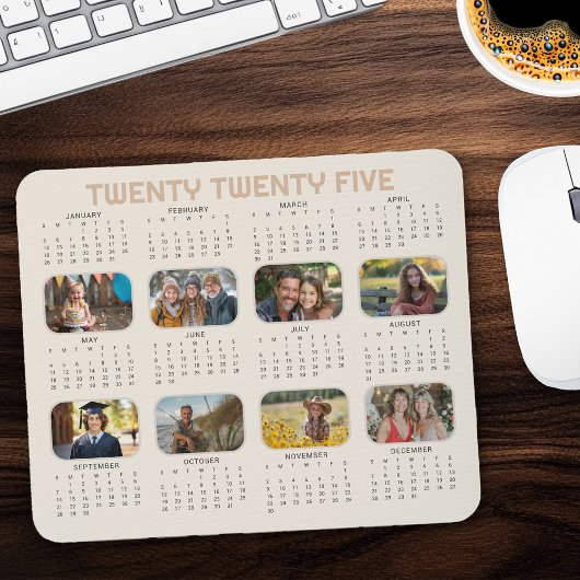 Foto Kalender 2025 Volljahr Beige Mousepad