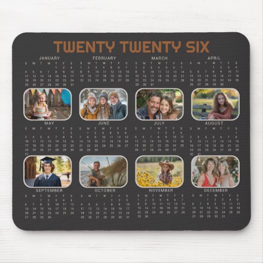 Foto Kalender 2026 Schwarzes Mousepad (Vorne)