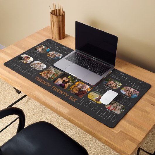 Foto Kalender 2026 Volljahr 14 Fotos Schwarz Schreibtischunterlage