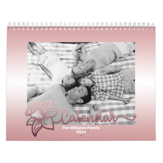 Foto-Kalender der Familie, bearbeitbare Rosegold-B Kalender (Titelbild)