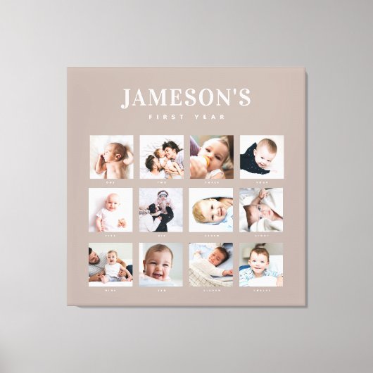 Foto-Kalender des ersten Jahres des Säuglings Leinwanddruck (Vorderseite)