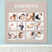 Foto-Kalender des ersten Jahres des Säuglings Leinwanddruck (Insitu (Holzboden))