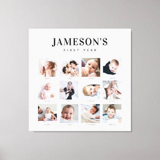 Foto-Kalender des ersten Jahres des Säuglings Leinwanddruck (Vorderseite)