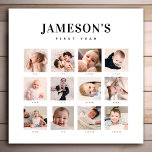 Foto-Kalender des ersten Jahres des Säuglings Leinwanddruck<br><div class="desc">Erinnern Sie sich an das erste Jahr Ihres Babys mit dieser modernen minimalistischen Foto-Collage. Einfaches 12 Foto Rasterlayout für jeden Monat des Lebens Ihres Neugeborenen. Machen wir ein schönes Geschenk für neue Eltern,  Großeltern oder andere Familienmitglieder,  um an diesen besonderen ersten Momenten festzuhalten.</div>