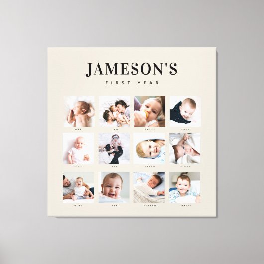 Foto-Kalender des ersten Jahres des Säuglings Leinwanddruck (Vorderseite)