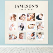Foto-Kalender des ersten Jahres des Säuglings Leinwanddruck (Insitu (Holzboden))