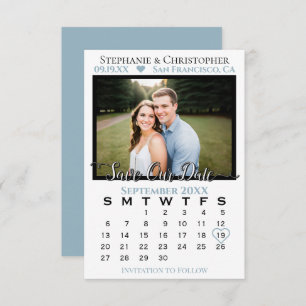 Foto Kalender Dusty Blue Wedding Rettete Unser Dat Karte