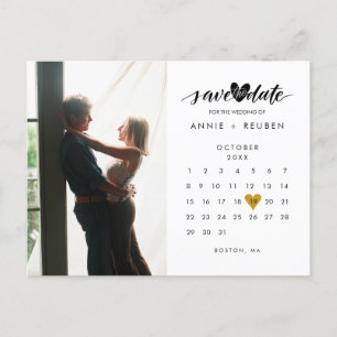 Foto-Kalender Elegant Gold Herz Merken Sie sich de Ankündigungspostkarte