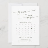Foto-Kalender für den Boho Chic Green und White QR Save The Date (Vorderseite)