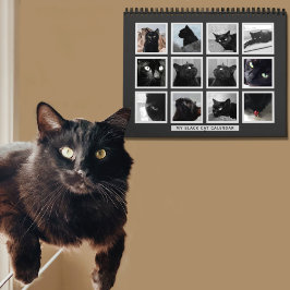 Foto-Kalender für Schwarze Katze Retro-Bilderrahme Kalender