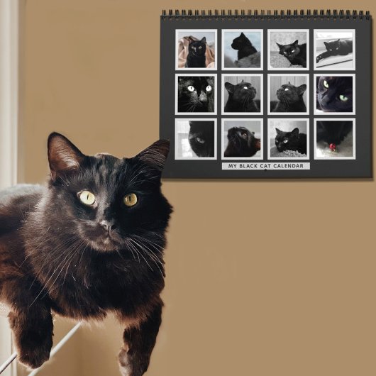 Foto-Kalender für Schwarze Katze Retro-Bilderrahme Kalender