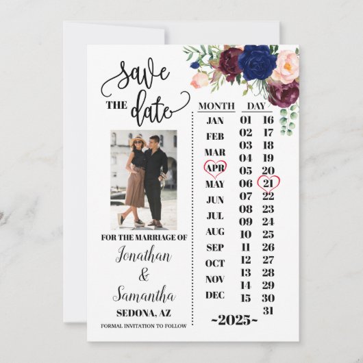 Foto-Kalender marokkanische Hochzeit Einladung (Vorderseite)