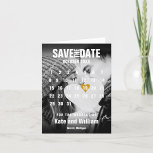 Foto Kalender Modernes Goldenes Herz Save the Date Ankündigung