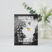 Foto Kalender Modernes Goldenes Herz Save the Date Postkarte (Stehend Vorderseite)