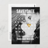 Foto Kalender Modernes Goldenes Herz Save the Date Postkarte (Vorne/Hinten)