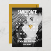 Foto Kalender Modernes Goldenes Herz Save the Date Postkarte (Vorne/Hinten)