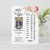 Foto-Kalender Rosa Blumenhochzeit Einladung (Stehend Vorderseite)