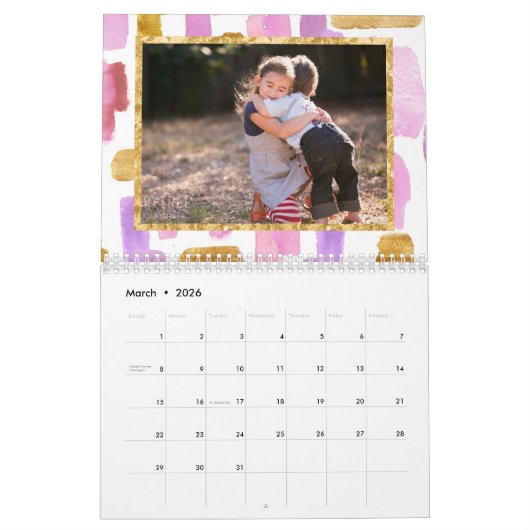 Foto Kalender Rosa und Gold (Mär 2026)