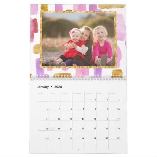 Foto Kalender Rosa und Gold (Jan 2026)