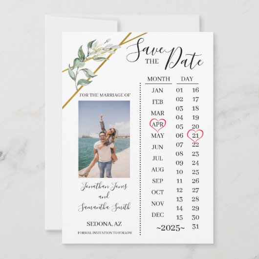 Foto Kalender Save the Date Hochzeit im Grünen Einladung (Vorderseite)