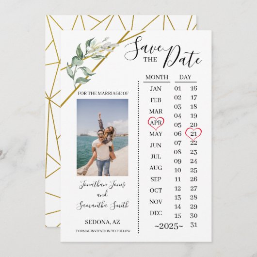 Foto Kalender Save the Date Hochzeit im Grünen Einladung (Vorne/Hinten)