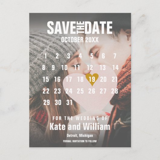 Foto Kalender Save the Date modern Postkarte (Vorderseite)