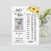 Foto-Kalender Save the Date Sonnenblumenhochzeit Einladung (Stehend Vorderseite)