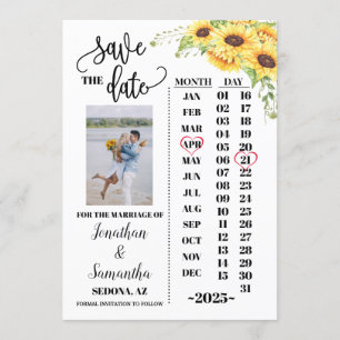 Foto-Kalender Save the Date Sonnenblumenhochzeit Einladung