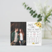 Foto-Kalender Save the Date Sonnenblumenhochzeit Postkarte (Stehend Vorderseite)