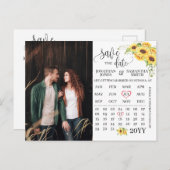 Foto-Kalender Save the Date Sonnenblumenhochzeit Postkarte (Vorne/Hinten)