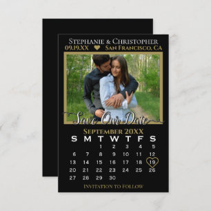 Foto Kalender Schwarz & Gold Hochzeit Rett Unser D Karte